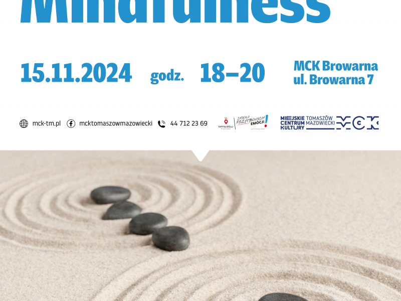 Na zdjęciu plakat warsztatów mindfulness w MCK