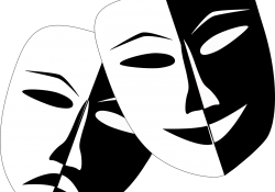 Na zdjęciu dwie czarno-białe maski teatralne